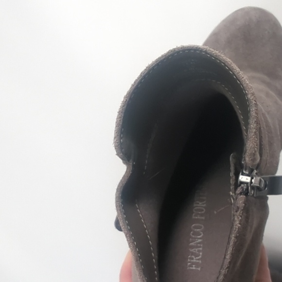 Franco Fortini Gray Suede Block Heel Booties Buckle Ankle Boots 6.5 - Picture 5 of 7